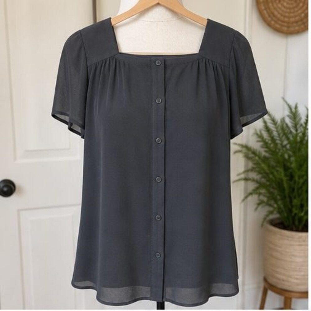 Charcoal Smocked Top